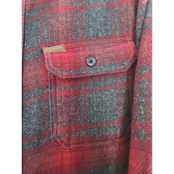 Orvis Red & Grey Plaid Flannel Cotton Blend Shacket(Jacket/Shirt) size Large - Picture 5 of 11